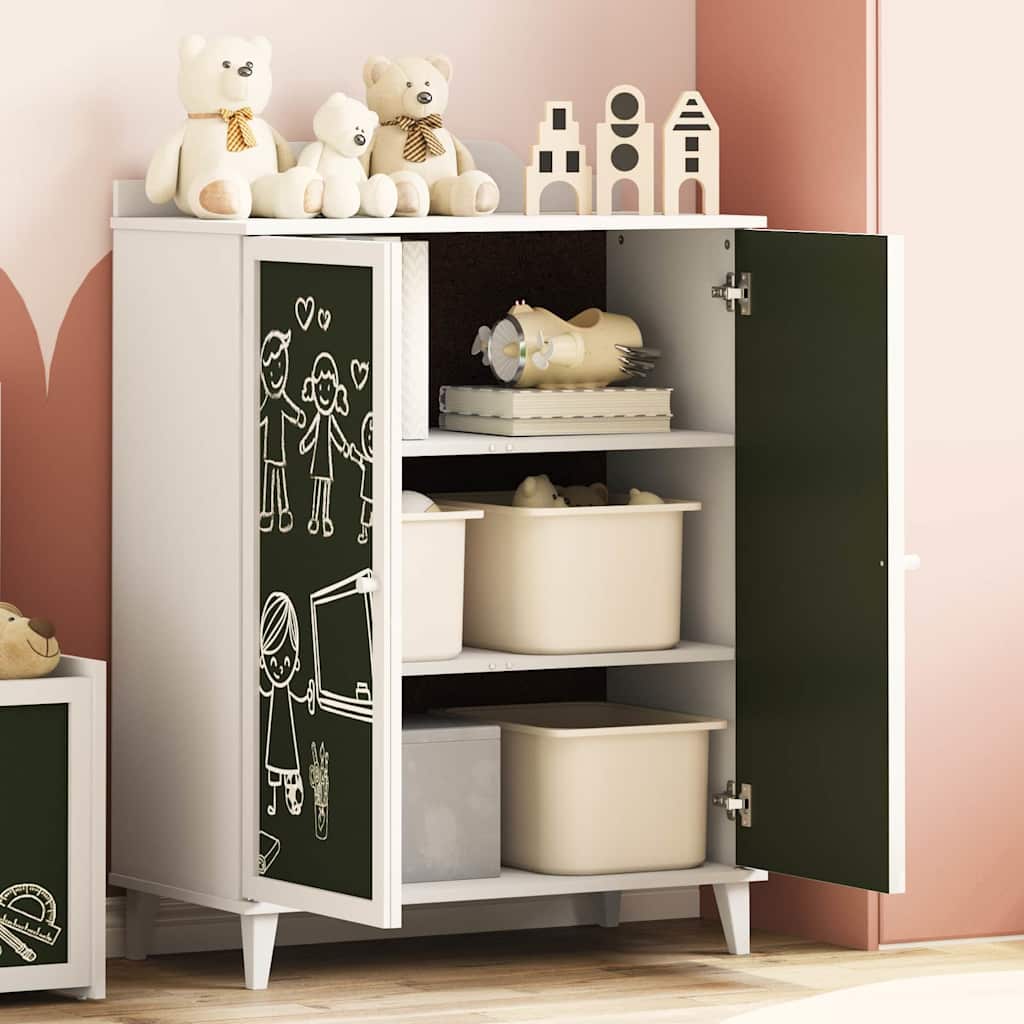 Armário de Quadro Negro com porta Branco Madeira processada