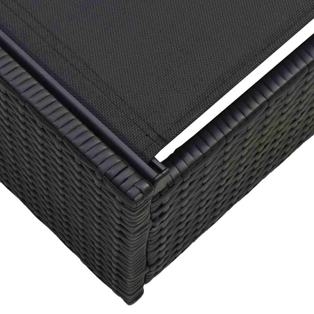 Espreguiçadeira com almofada Preto 60 x 200 x 27cm vime PE