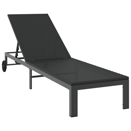 Cama de Sol 1-pessoa Preto 206 x 62,5 x 74 cm vime PE
