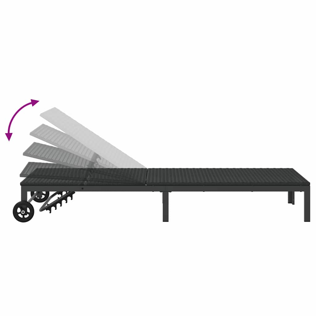 Cama de Sol 1-pessoa Preto 60 x 200 x 27cm vime PE