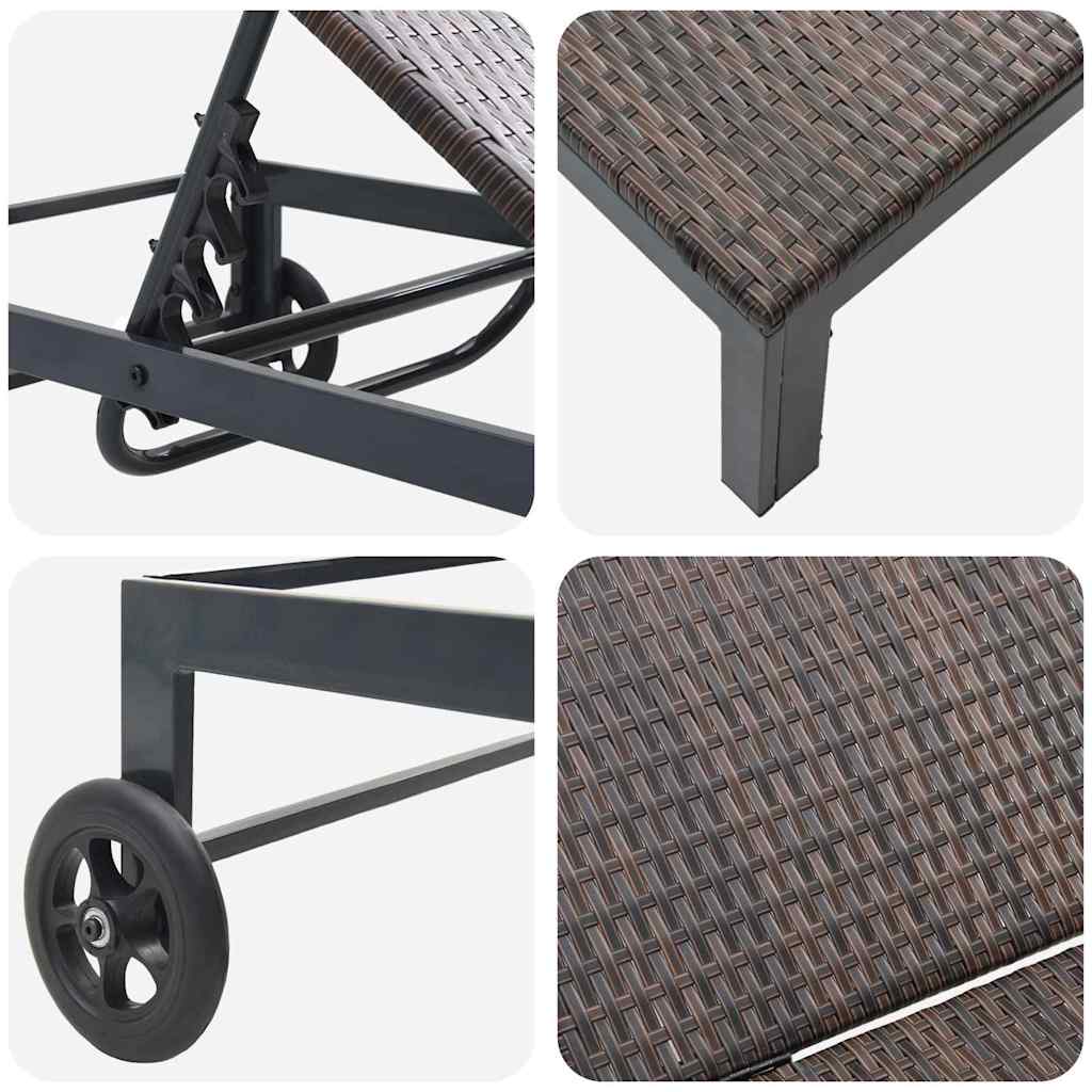 Cama de Sol 2-pessoa 3 pcs Castanho 40 x 39 x 40.5cm vime PE