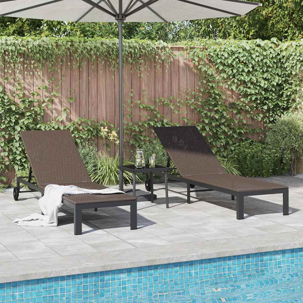 Cama de Sol 2-pessoa 3 pcs Castanho 40 x 39 x 40.5cm vime PE