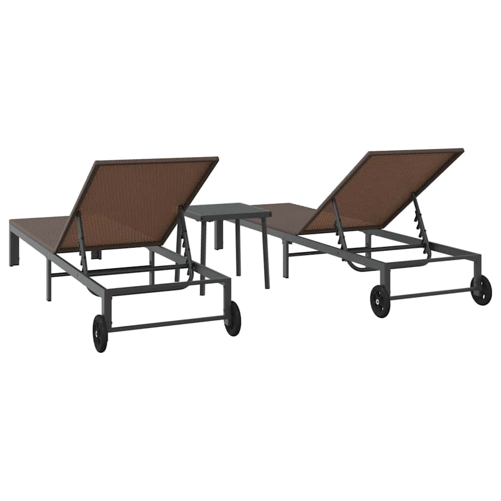 Cama de Sol 2-pessoa 3 pcs Castanho 40 x 39 x 40.5cm vime PE