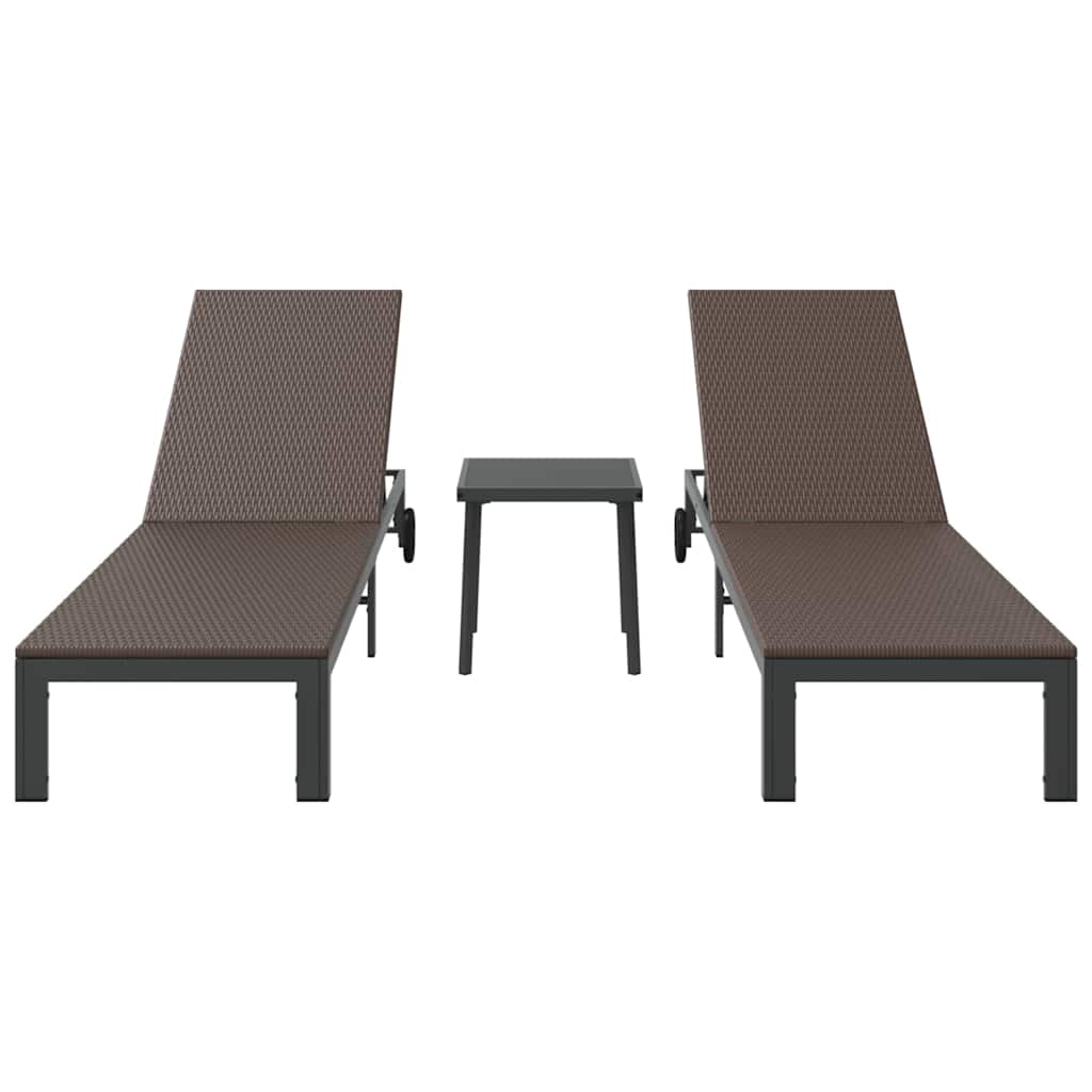 Cama de Sol 2-pessoa 3 pcs Castanho 40 x 39 x 40.5cm vime PE