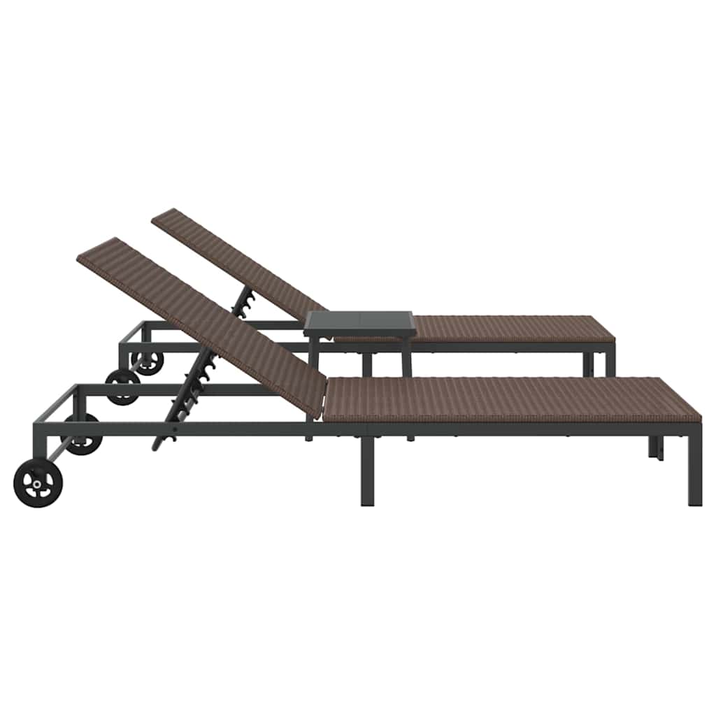 Cama de Sol 2-pessoa 3 pcs Castanho 40 x 39 x 40.5cm vime PE