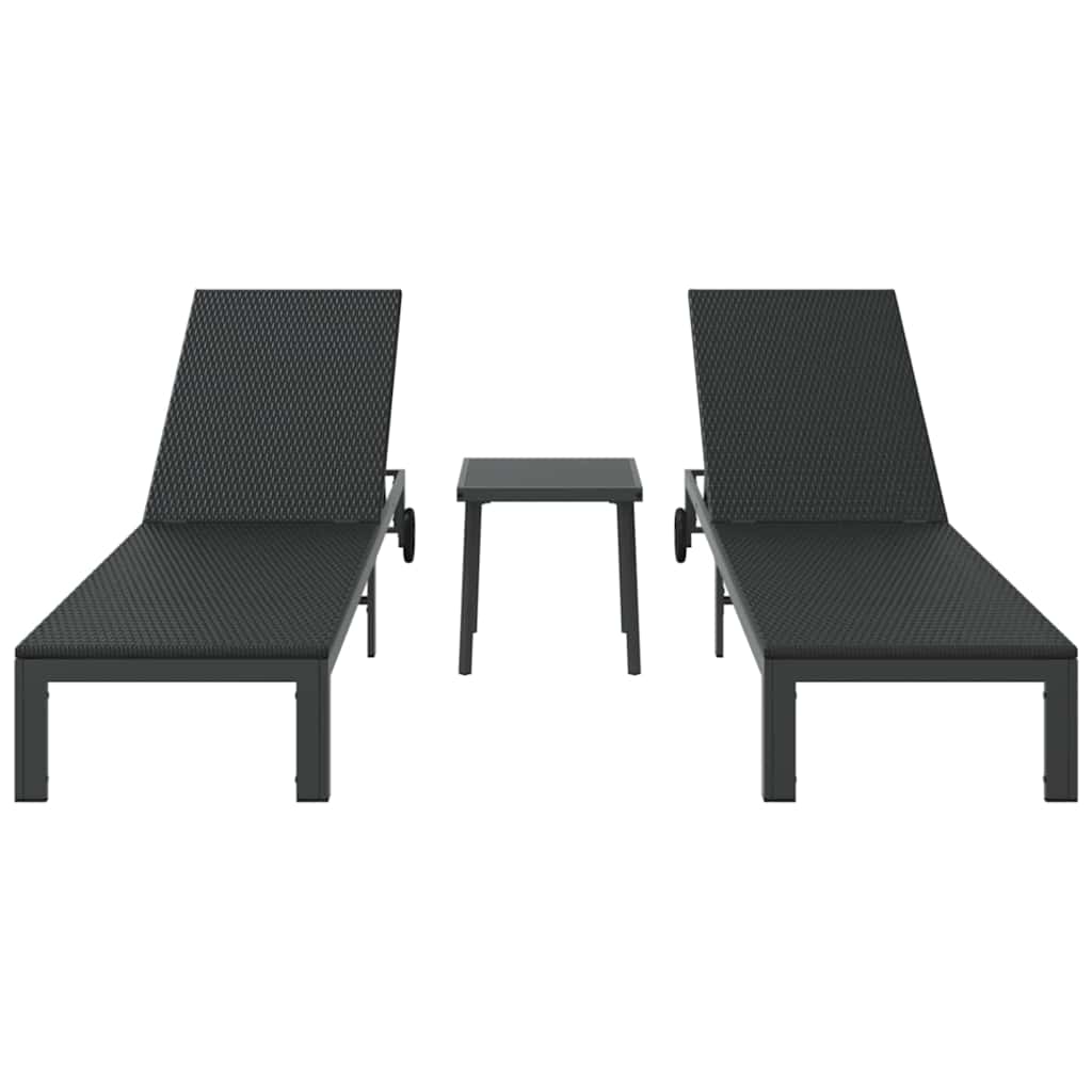 Cama de Sol com almofada 3 pcs Preto 40 x 39 x 40.5cm vime PE