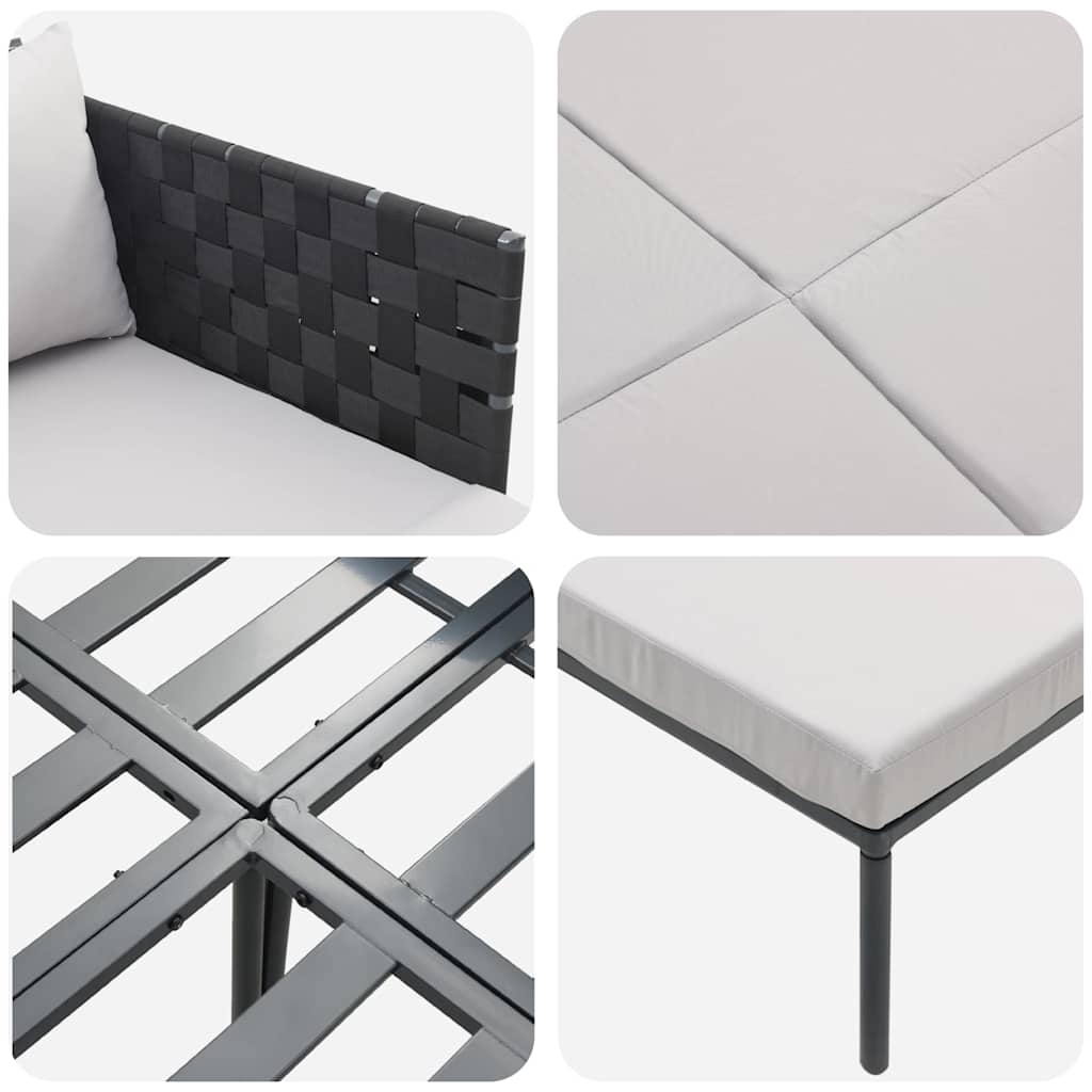 Cama de Sol com almofada Antracite 115 x 153 x 69.5cm Aço