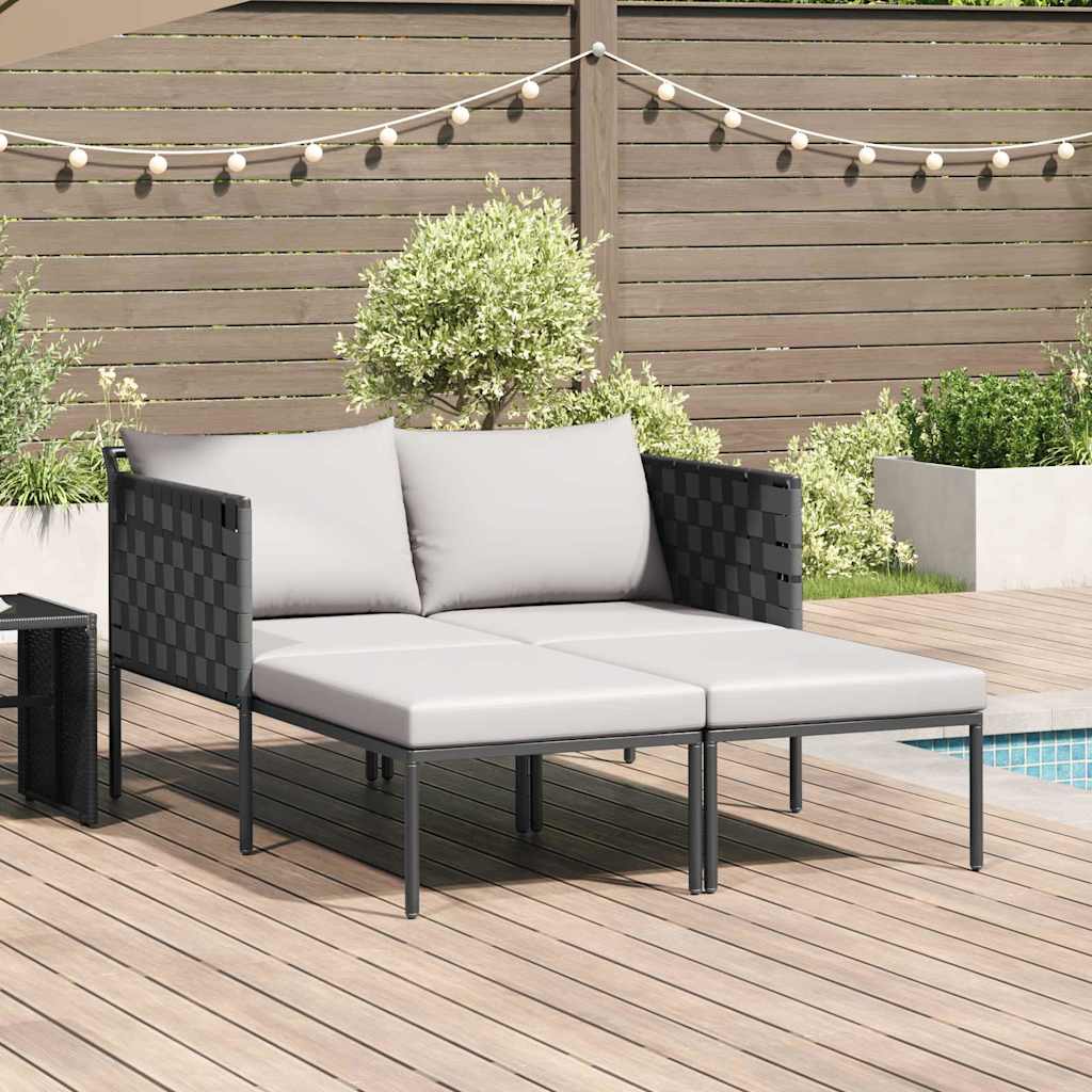 Cama de Sol com almofada Antracite 115 x 153 x 69.5cm Aço
