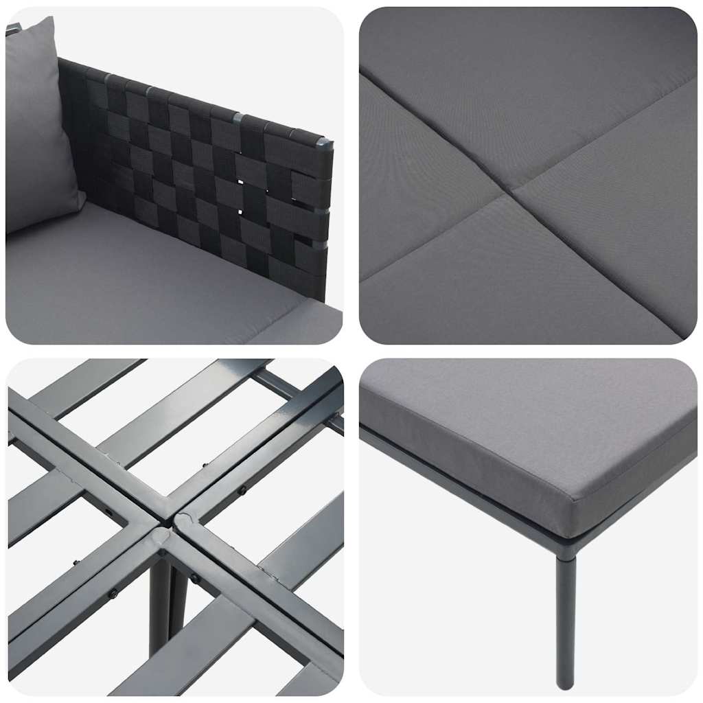 Cama de Sol com almofada Antracite 115 x 153 x 69.5cm Aço