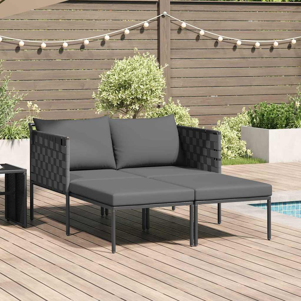 Cama de Sol com almofada Antracite 115 x 153 x 69.5cm Aço