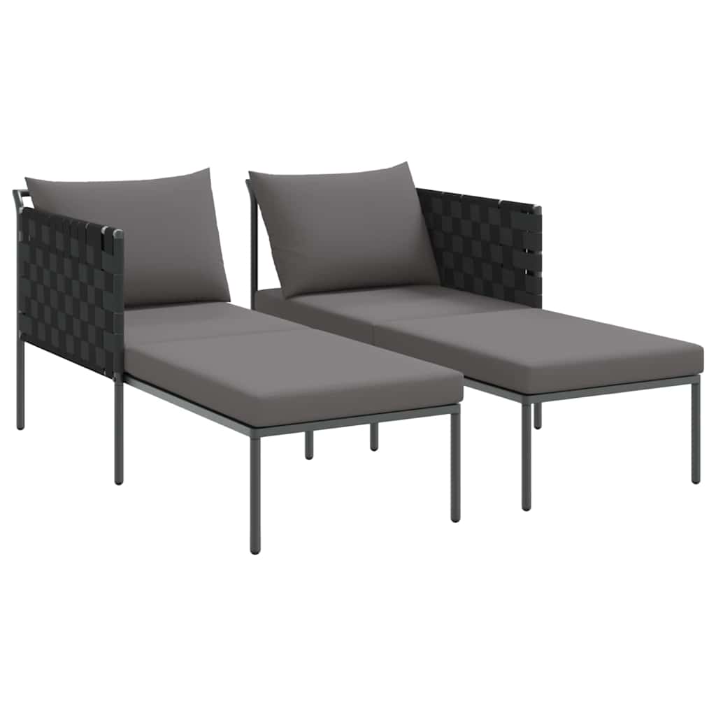 Cama de Sol com almofada Antracite 115 x 153 x 69.5cm Aço