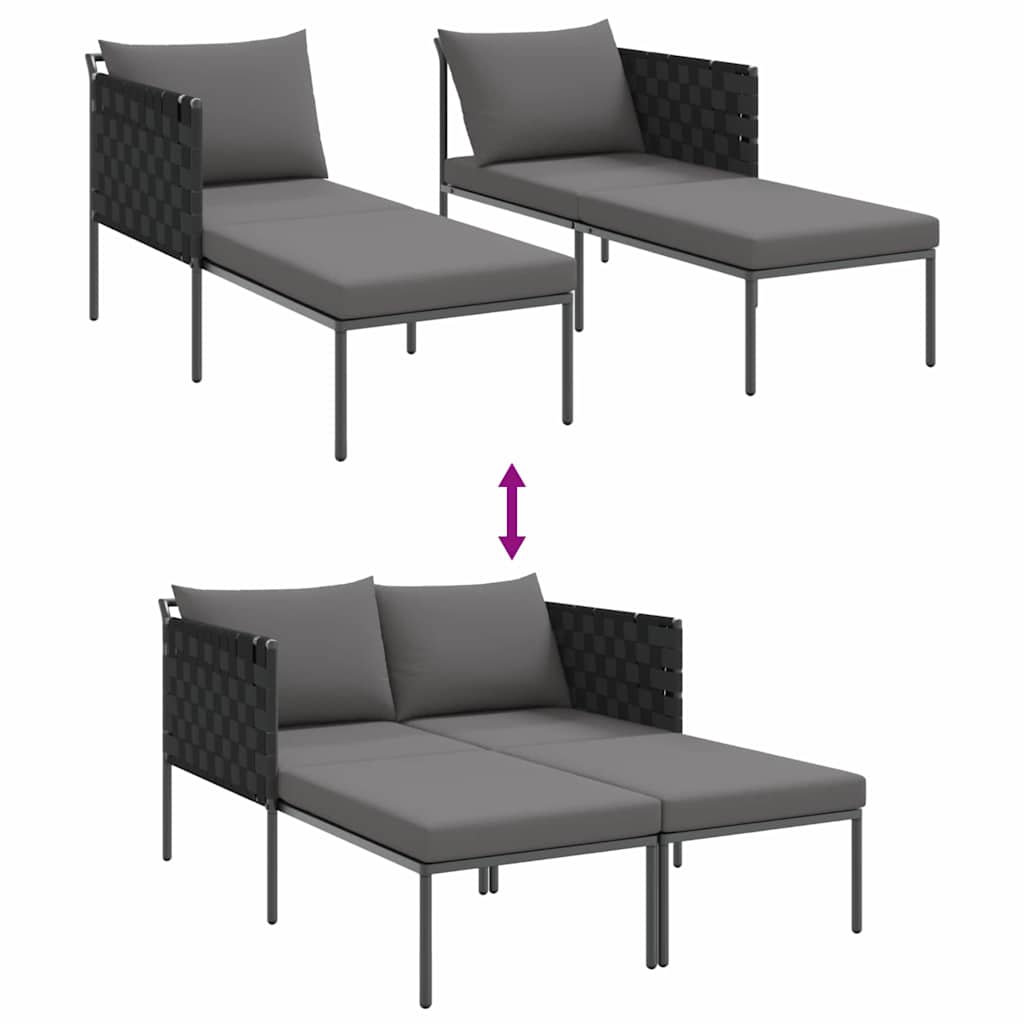 Cama de Sol com almofada Antracite 115 x 153 x 69.5cm Aço