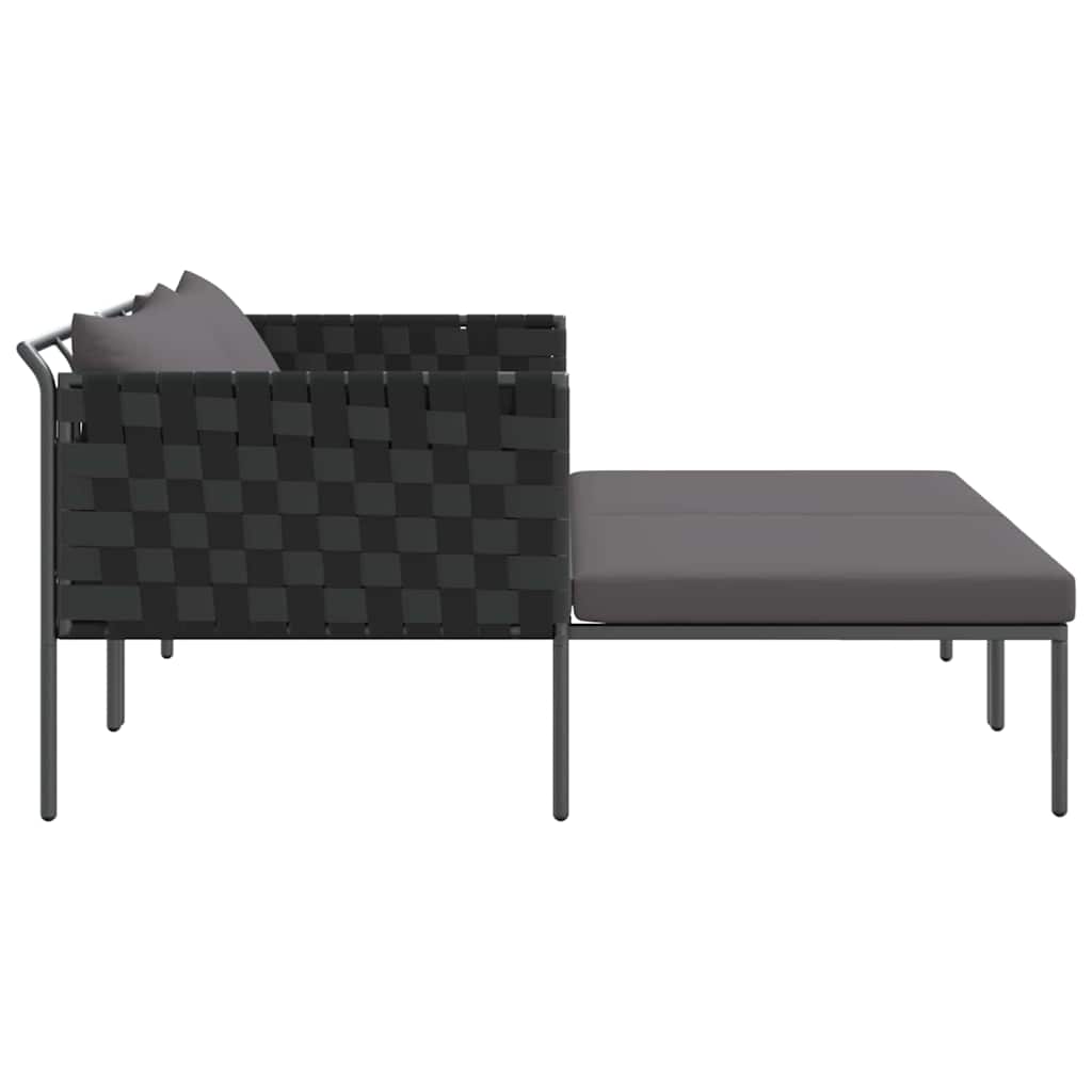 Cama de Sol com almofada Antracite 115 x 153 x 69.5cm Aço