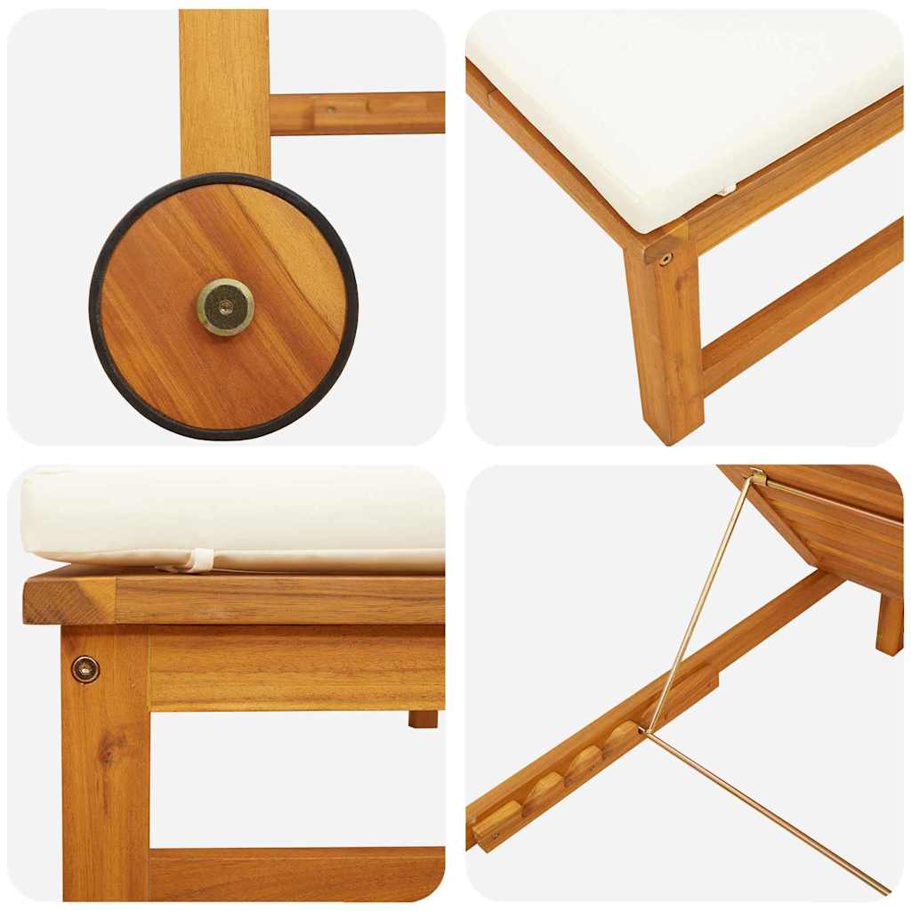 Espreguiçadeira com almofada 2 pcs Castanho 53 x 202 x 89cm