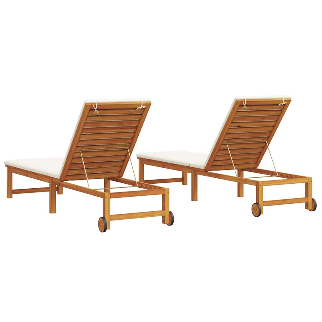 Espreguiçadeira com almofada 2 pcs Castanho 53 x 202 x 89cm