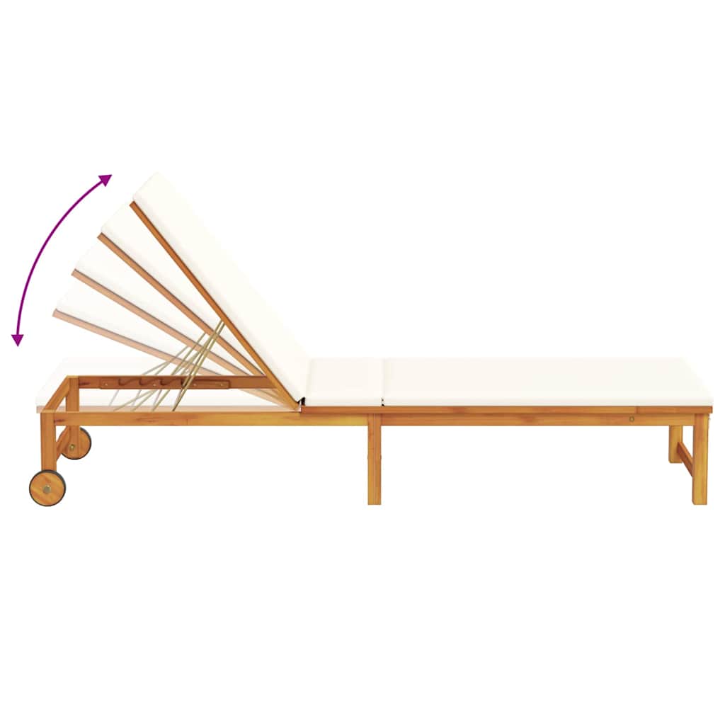 Espreguiçadeira com almofada 2 pcs Castanho 53 x 202 x 89cm
