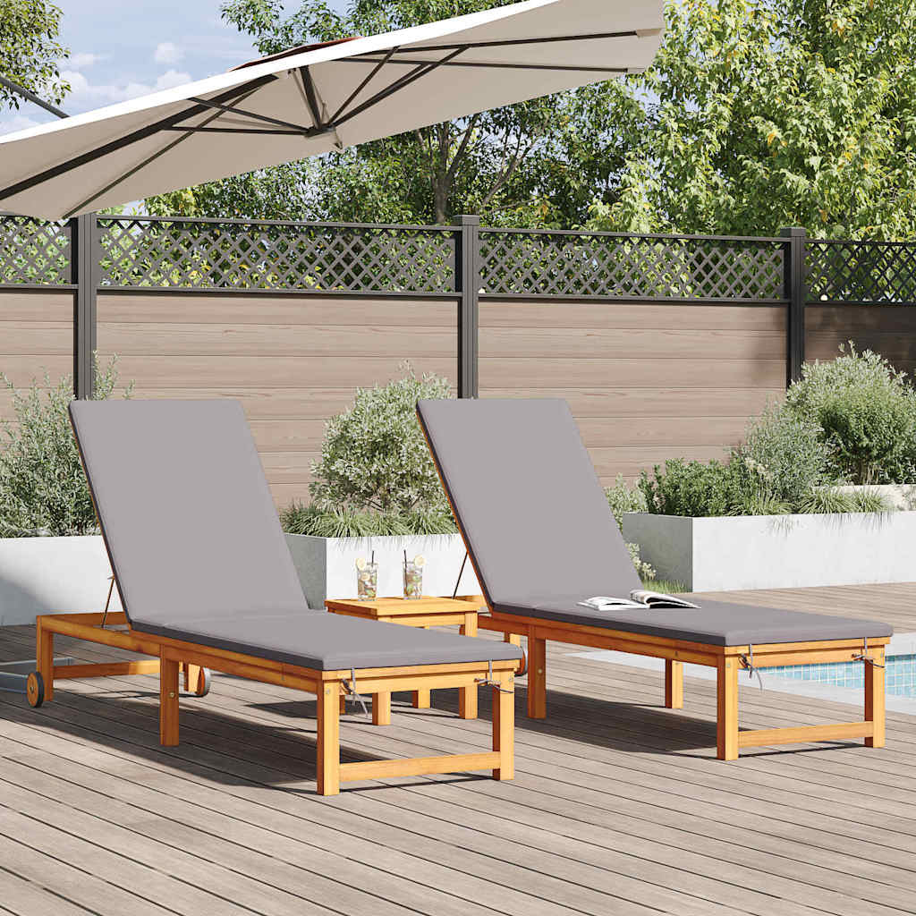 Espreguiçadeira com almofada 2 pcs Castanho 53 x 202 x 89cm