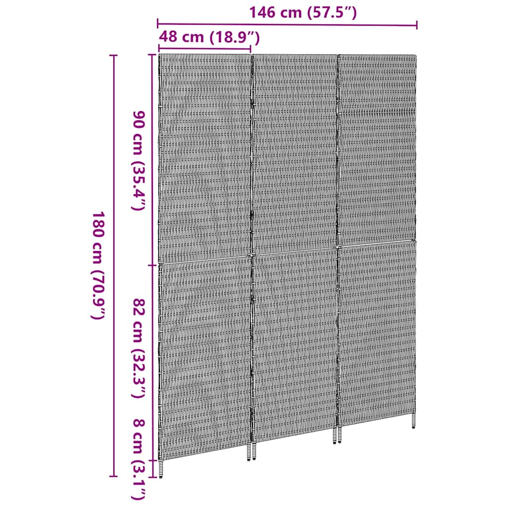 Divisor de Ambiente Manual Cinzeto 147 x 180 cm vime PE