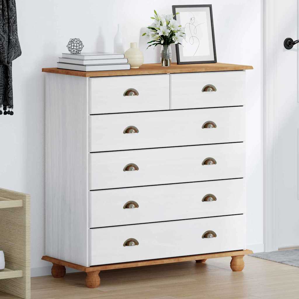 Cômoda ASKIM Branco 91 x 40 x 95,5 cm Madeira de pinho maciça