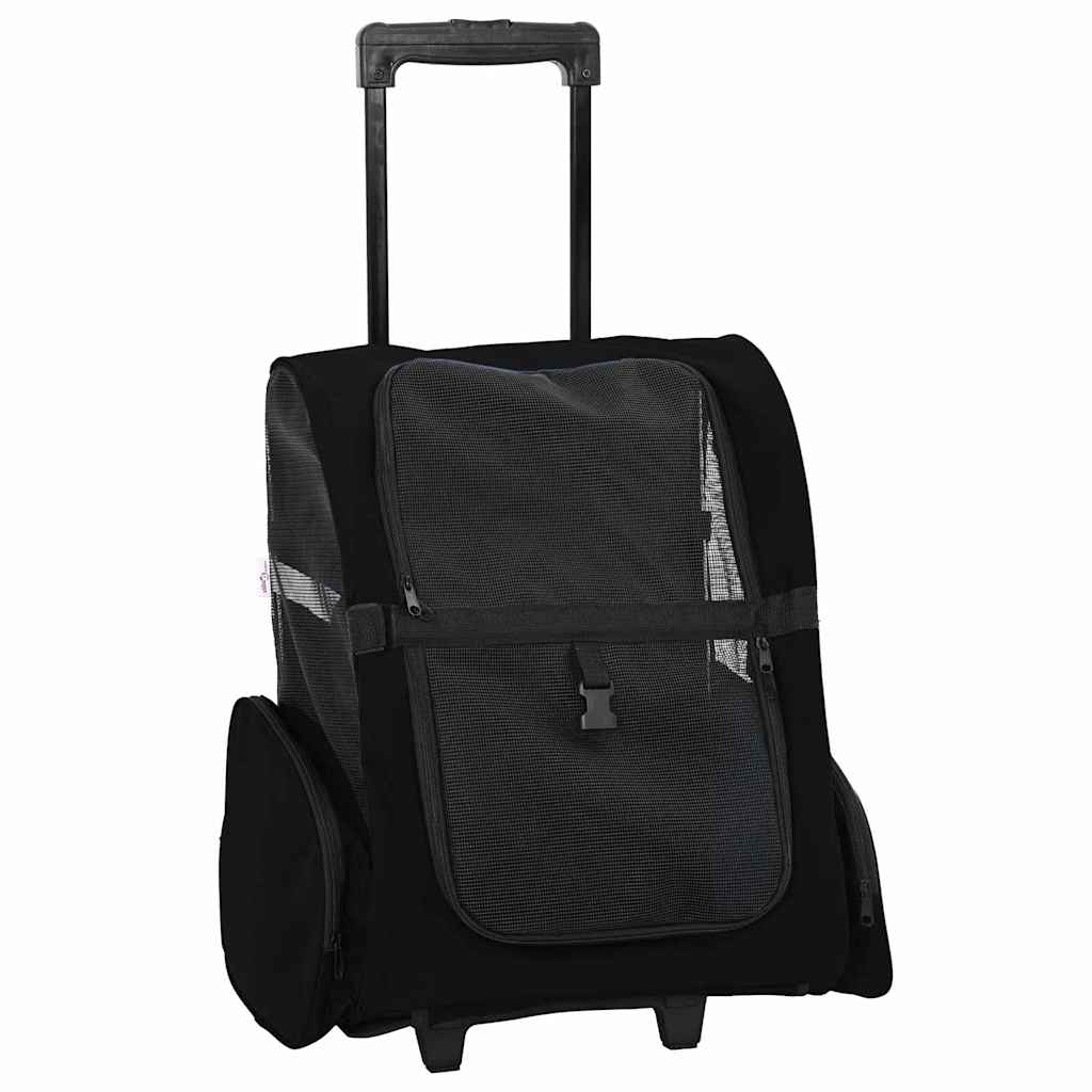 Carrinho para animais de estimação 3 em 1 Design Preto 48x32x(57-106) cm Tecido Oxford
