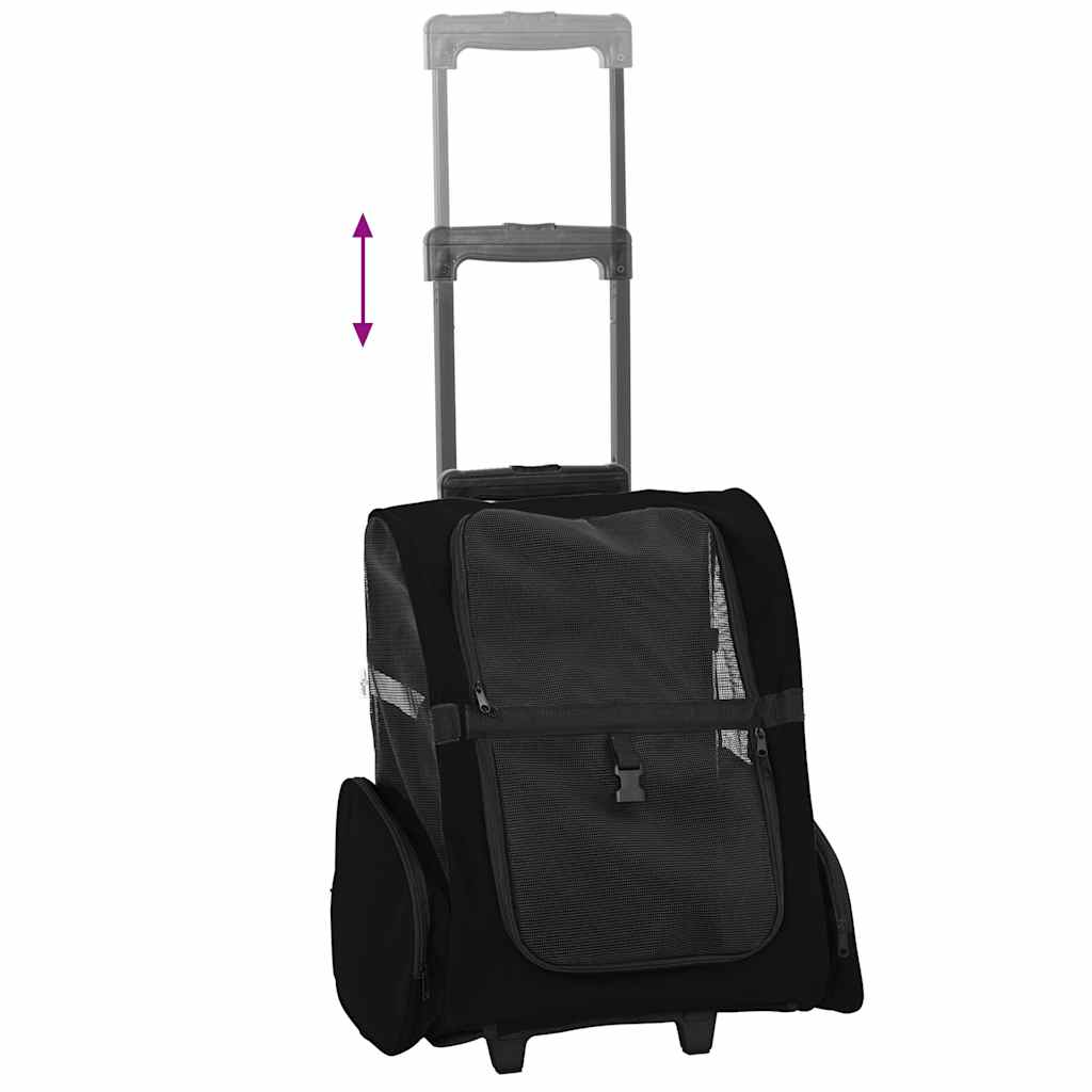 Carrinho para animais de estimação 3 em 1 Design Preto 48x32x(57-106) cm Tecido Oxford