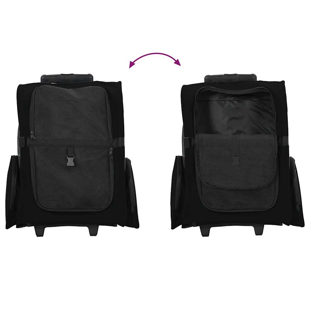 Carrinho para animais de estimação 3 em 1 Design Preto 48x32x(57-106) cm Tecido Oxford