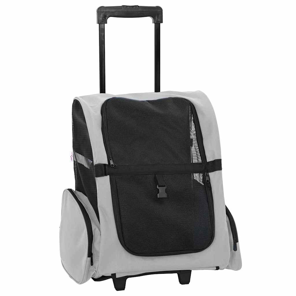 Carrinho para animais de estimação 3 em 1 Design Cinza 48x32x(57-106) cm Tecido Oxford
