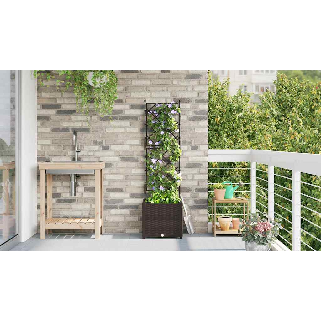 Jardineira com Treliça Castanho 40 x 40 x 143 cm PP