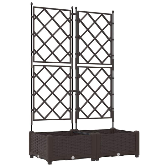 Jardineira com Treliça 2 pcs Castanho 80 x 40 x 125.5 cm PP