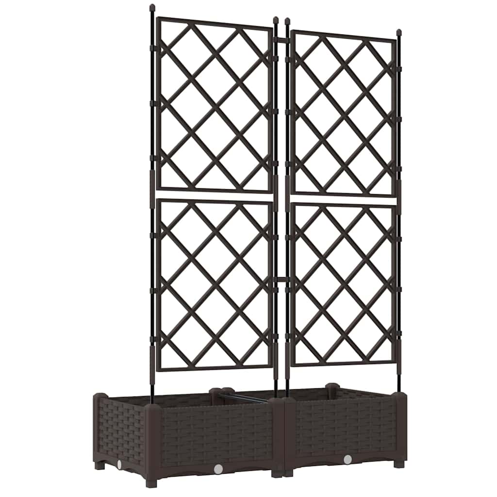 Jardineira com Treliça 2 pcs Castanho 80 x 40 x 125.5 cm PP