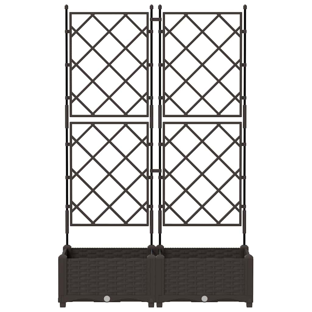 Jardineira com Treliça 2 pcs Castanho 80 x 40 x 125.5 cm PP