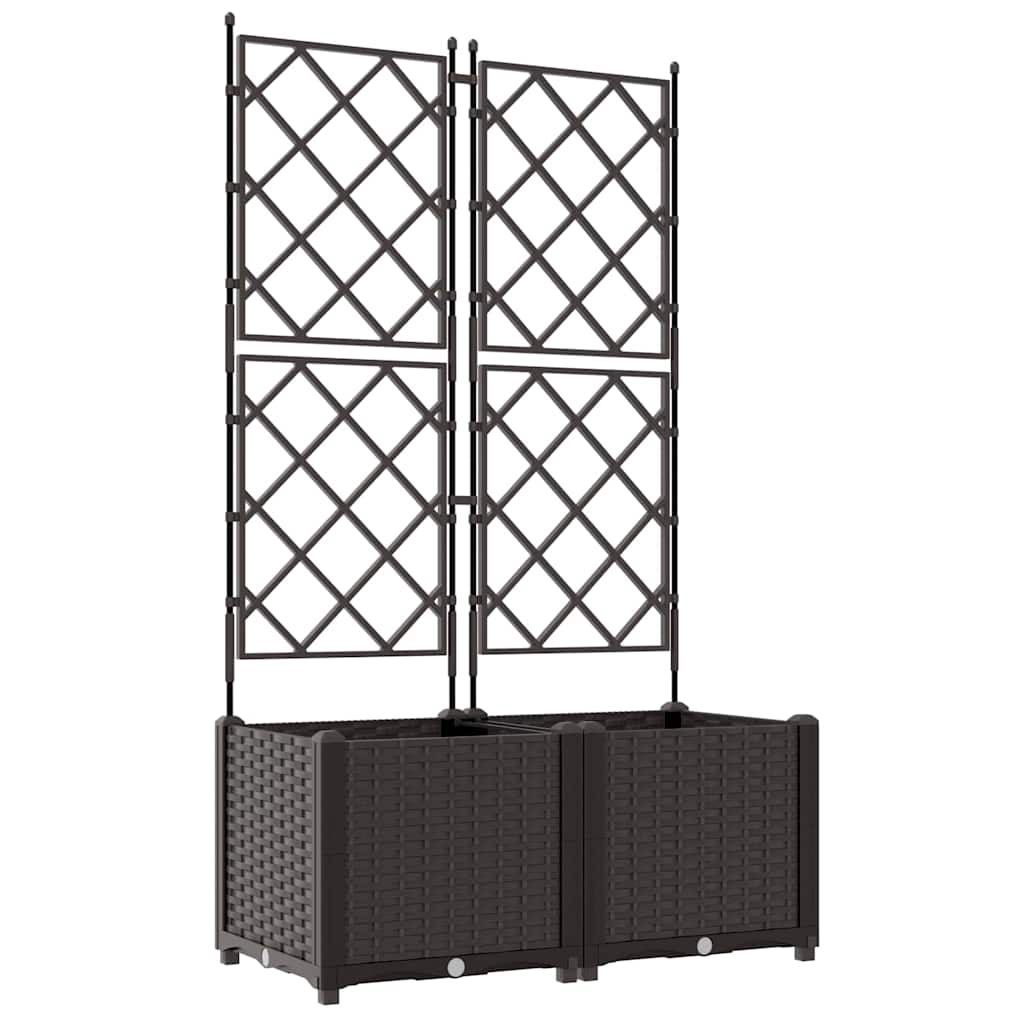 Jardineira com Treliça 2 pcs Castanho 80 x 40 x 143 cm PP