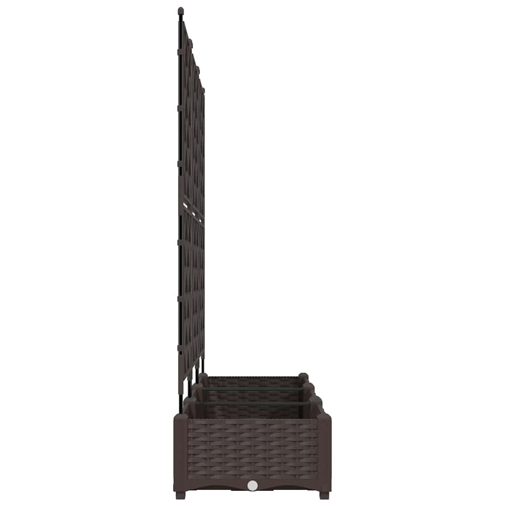 Jardineira com Treliça 3 pcs Castanho 120 x 40 x 125.5 cm PP