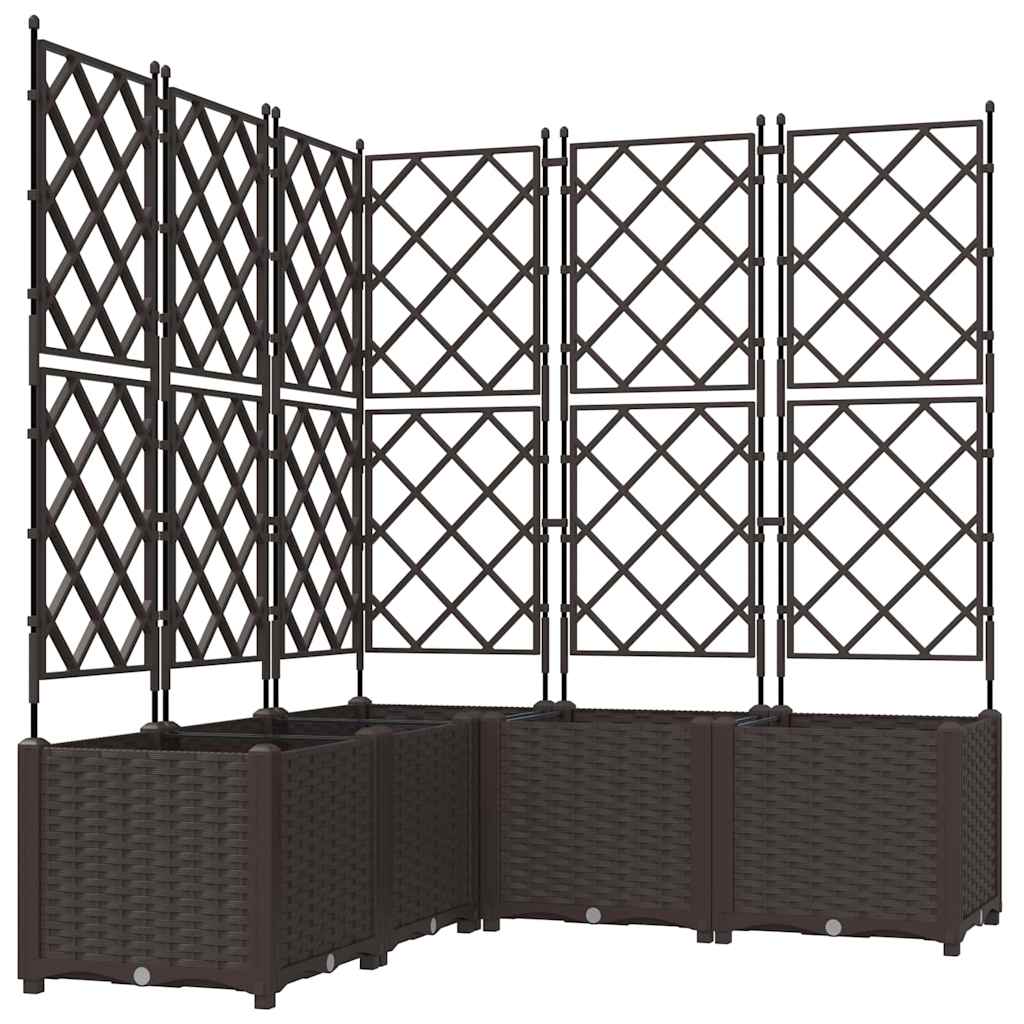 Jardineira com Treliça 5 pcs Castanho 120 x 120 x 143 cm PP