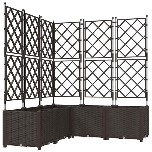 Jardineira com Treliça 5 pcs Castanho 120 x 120 x 143 cm PP
