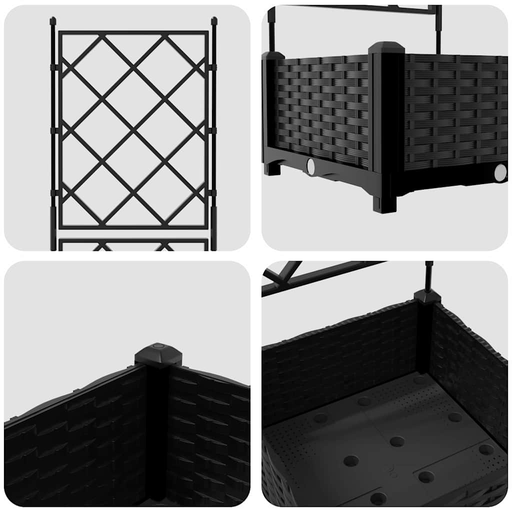 Jardineira com Treliça Preto 40 x 40 x 125.5 cm PP