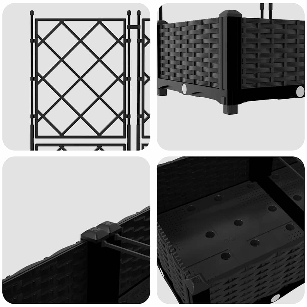 Jardineira com Treliça 2 pcs Preto 80 x 40 x 125.5 cm PP