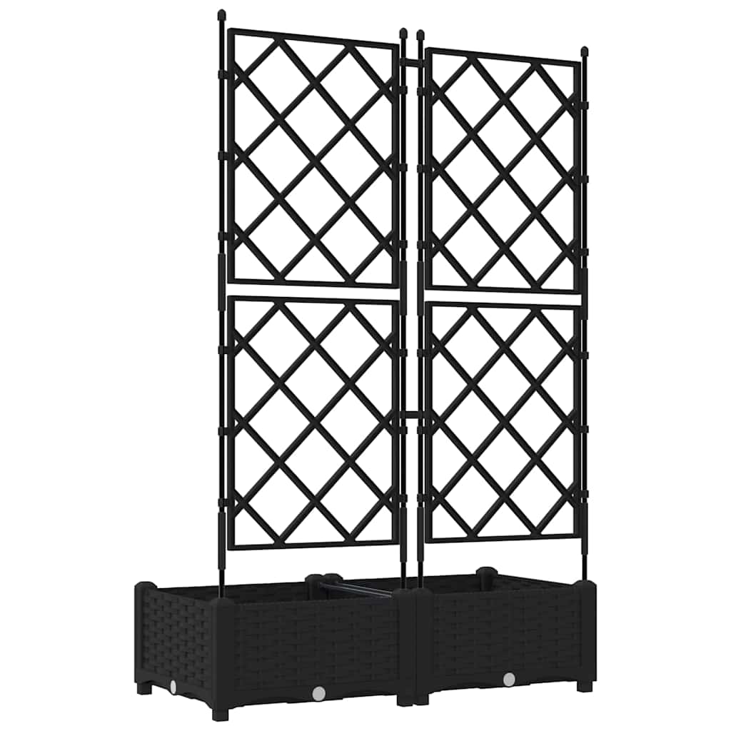 Jardineira com Treliça 2 pcs Preto 80 x 40 x 125.5 cm PP