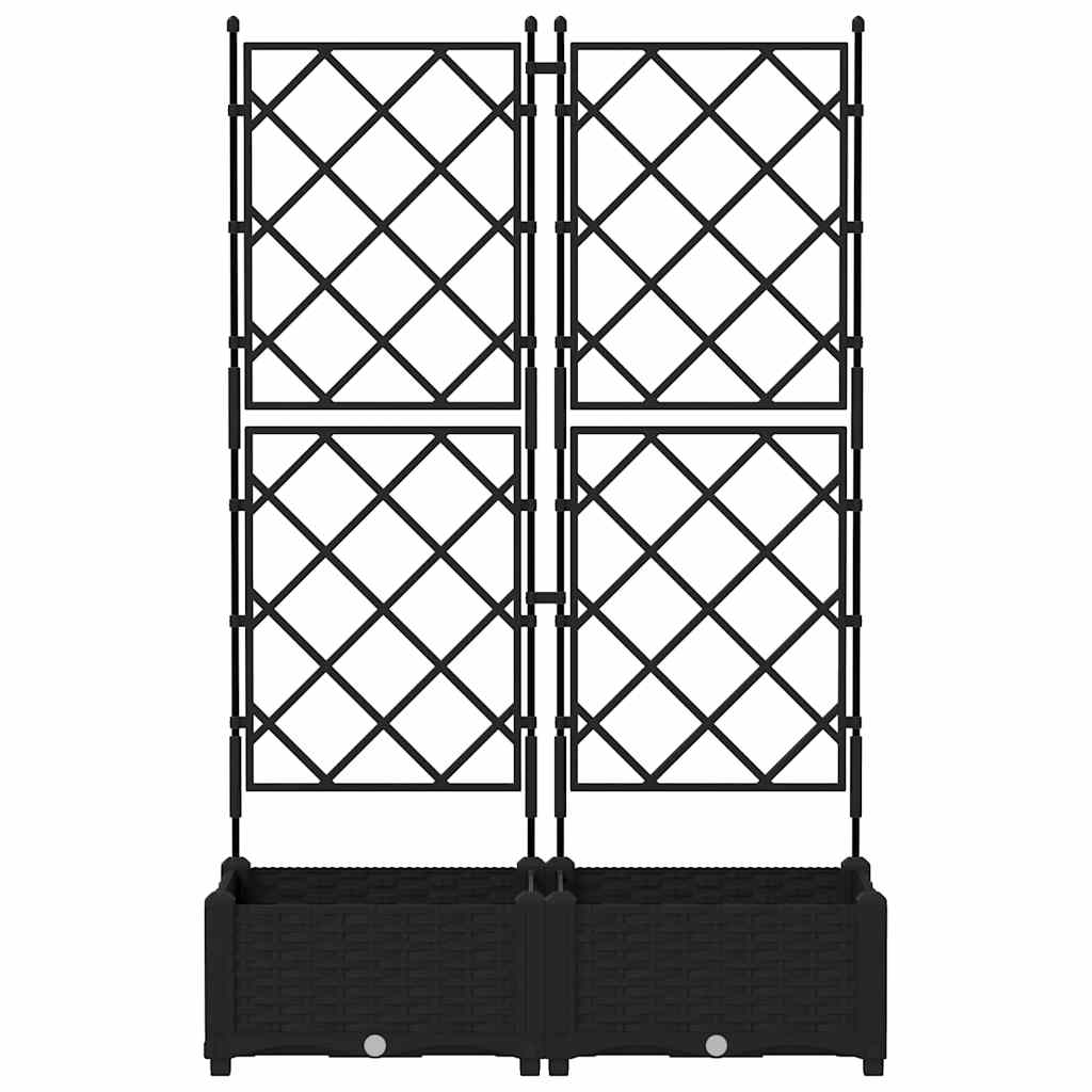 Jardineira com Treliça 2 pcs Preto 80 x 40 x 125.5 cm PP