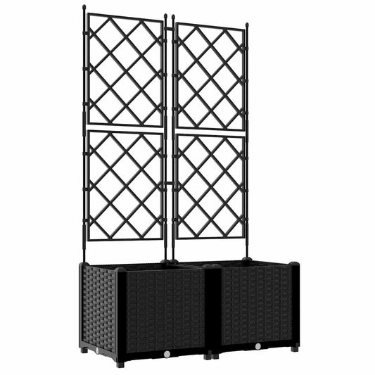 Jardineira com Treliça 2 pcs Preto 80 x 40 x 143 cm PP