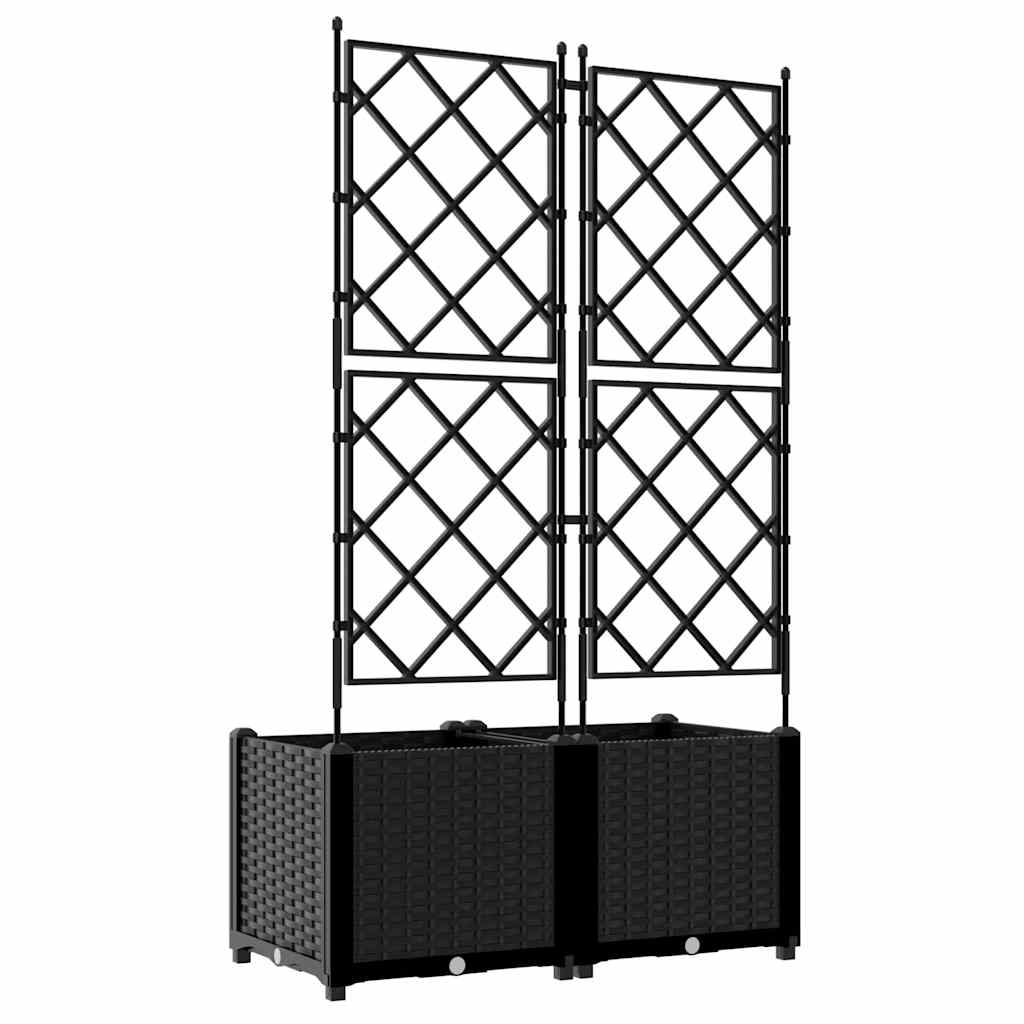 Jardineira com Treliça 2 pcs Preto 80 x 40 x 143 cm PP