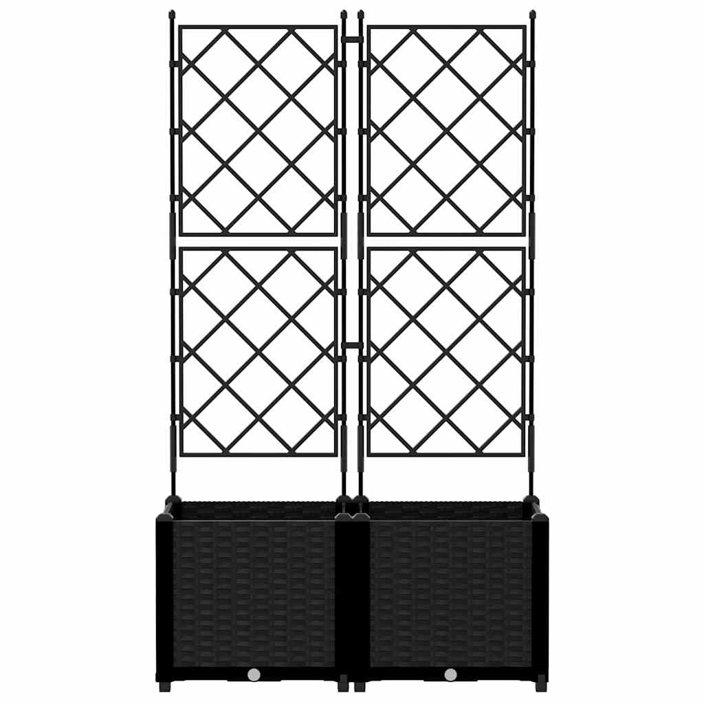 Jardineira com Treliça 2 pcs Preto 80 x 40 x 143 cm PP