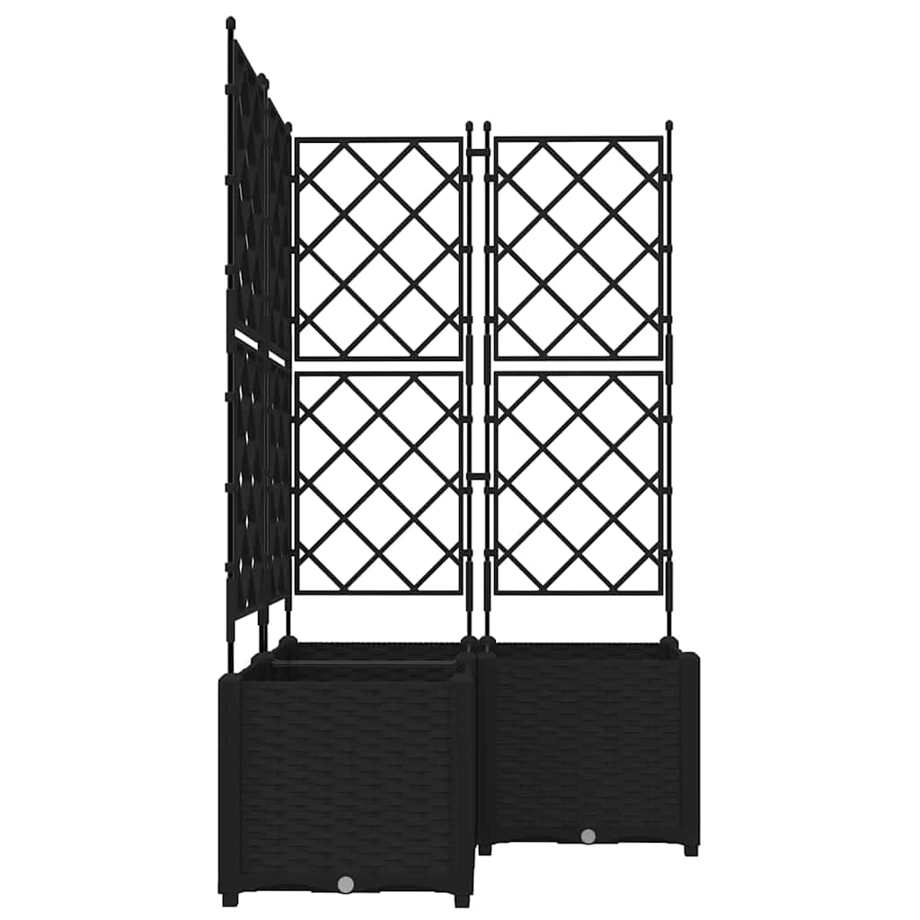 Jardineira com Treliça 3 pcs Preto 80 x 80 x 143 cm PP
