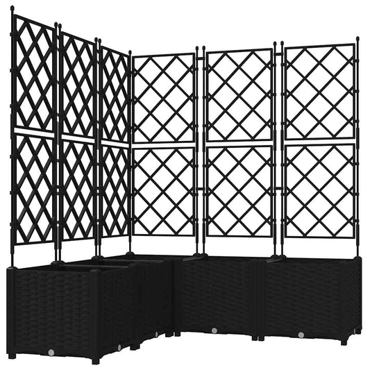 Jardineira com Treliça 5 pcs Preto 120 x 120 x 143 cm PP