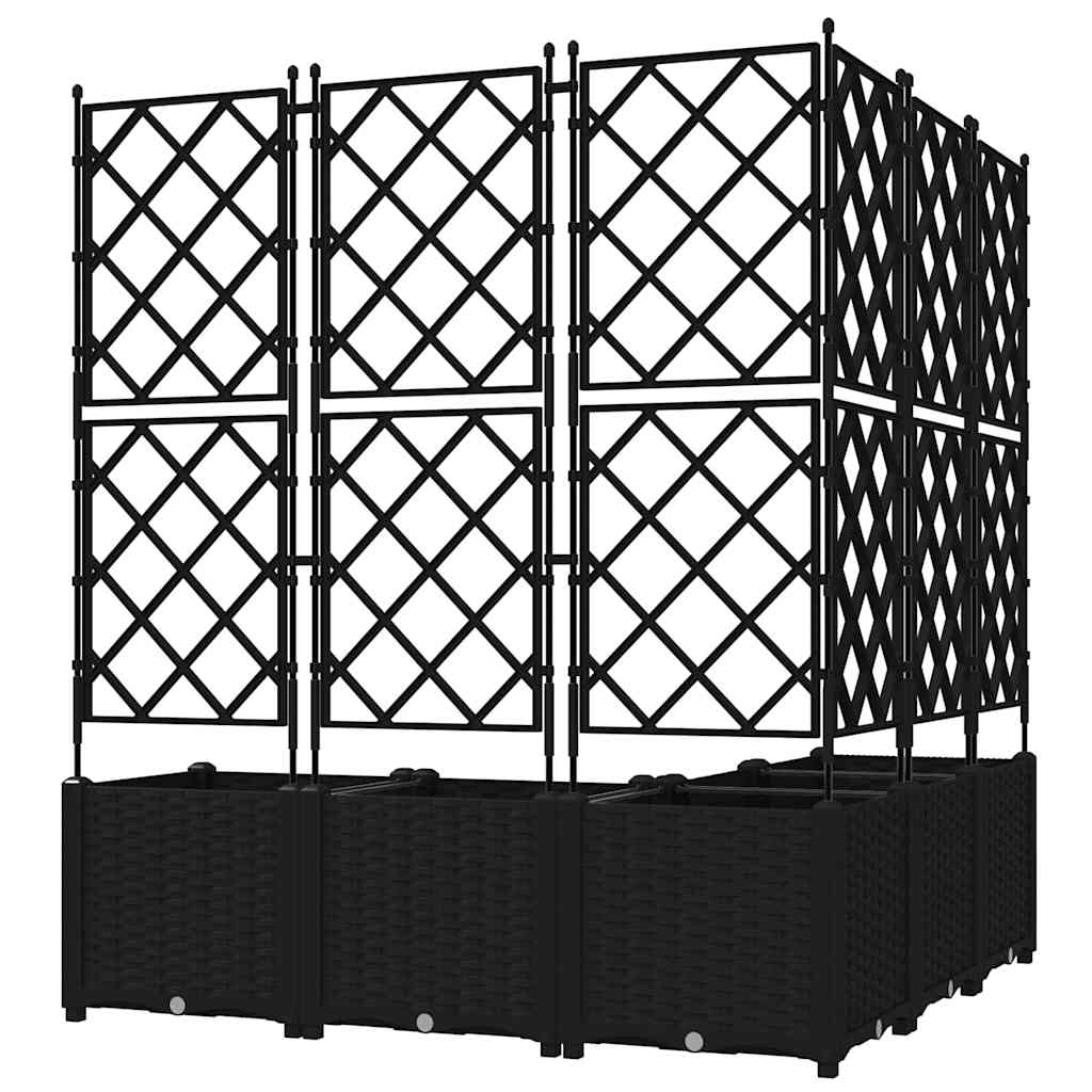 Jardineira com Treliça 5 pcs Preto 120 x 120 x 143 cm PP