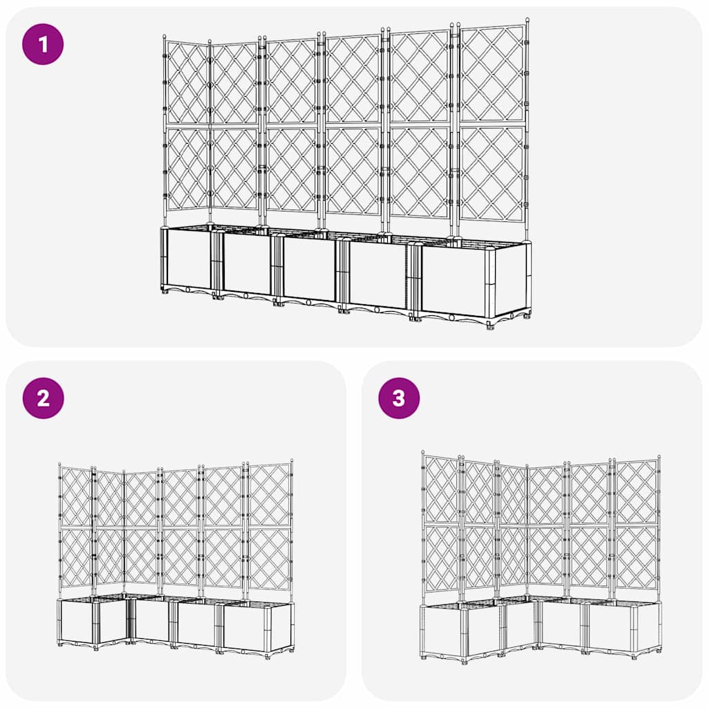 Jardineira com Treliça 5 pcs Preto 120 x 120 x 143 cm PP