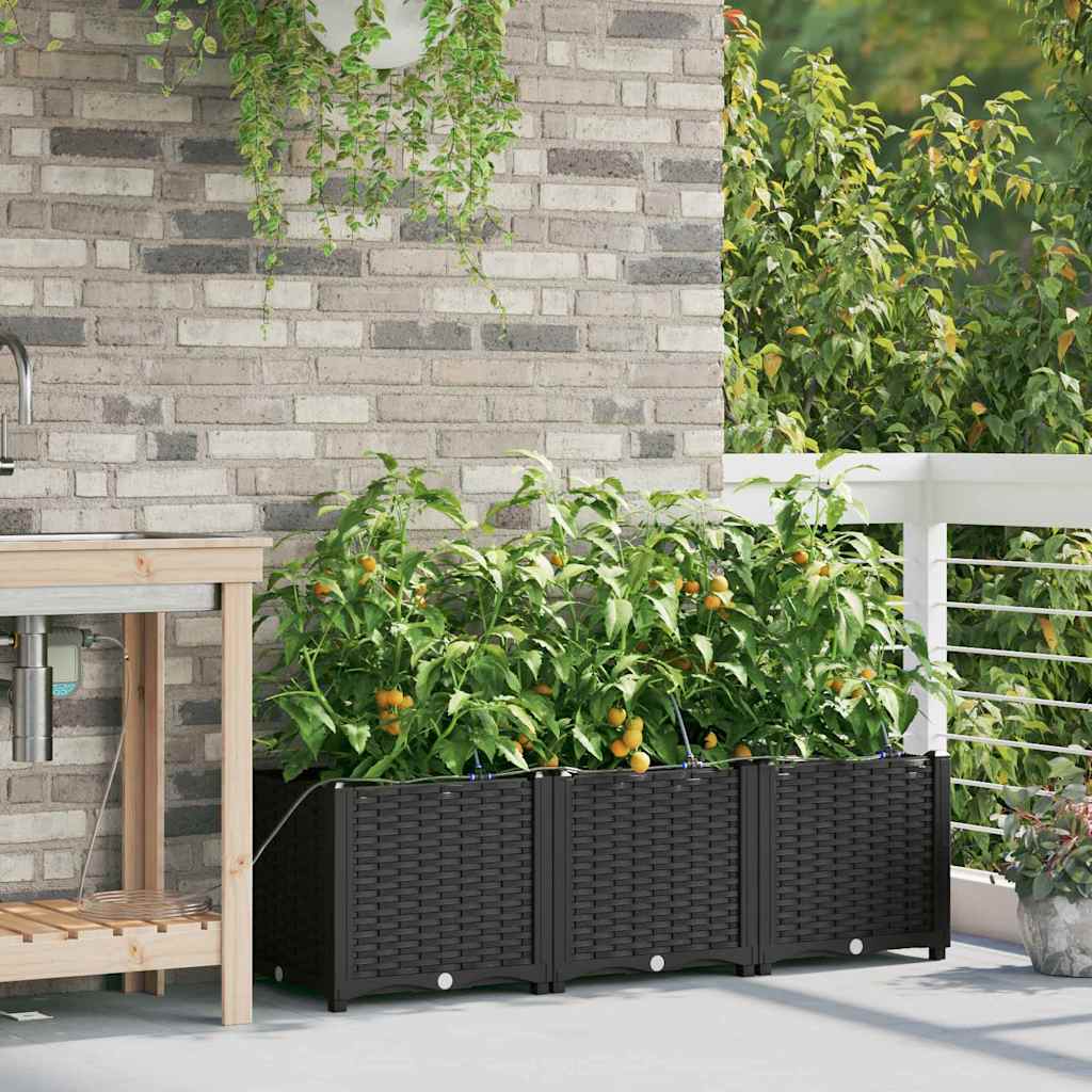 Vasos de Jardim Preto 120 x 40 x 37.5 cm Aço