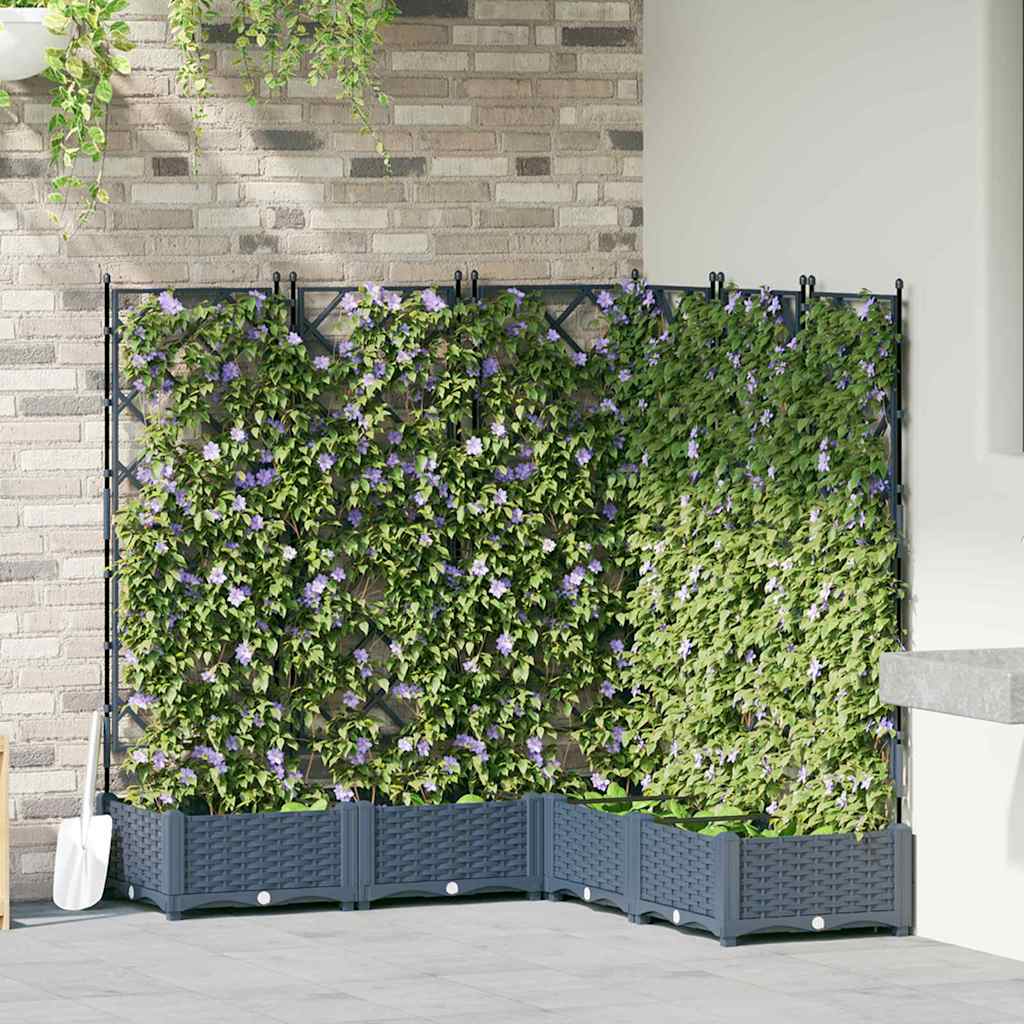 Jardineira com Treliça 5 pcs Cinzeto 120 x 120 x 125.5 cm PP