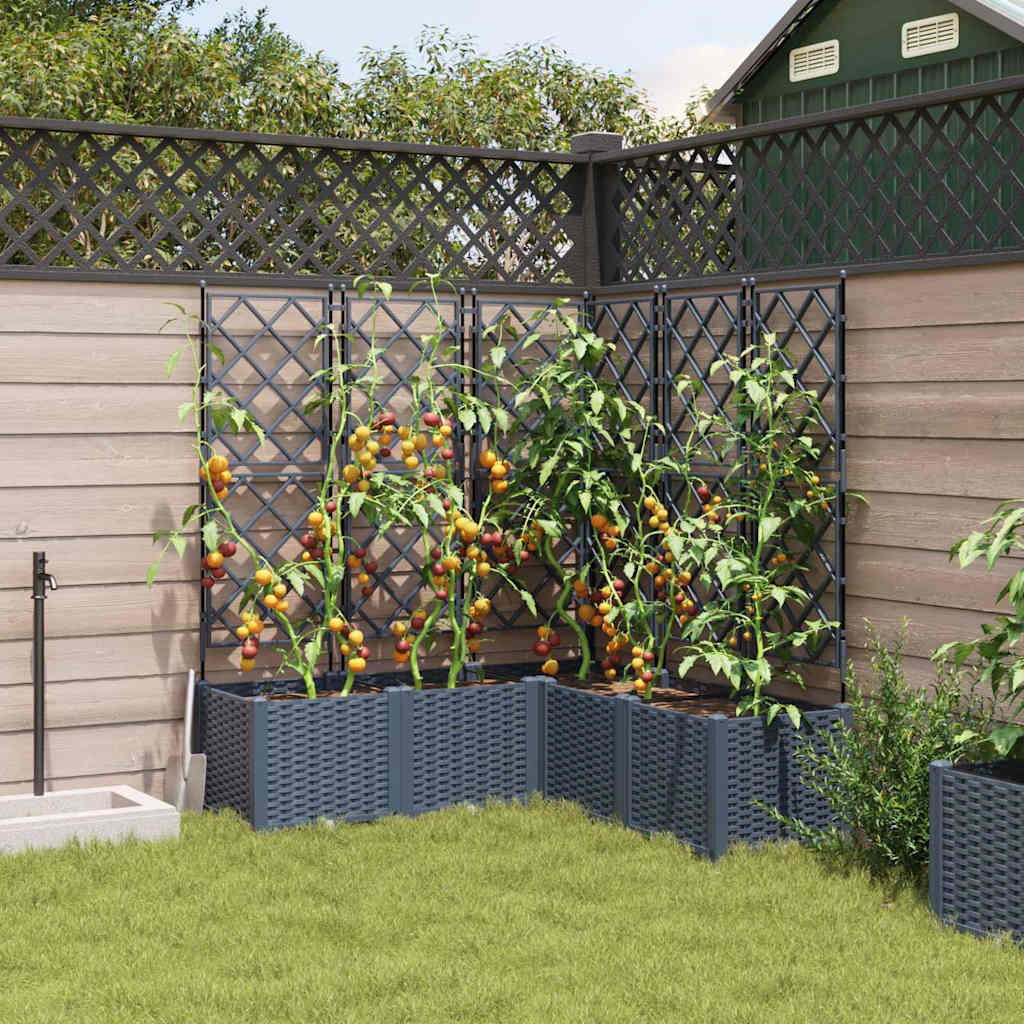 Jardineira com Treliça 5 pcs Cinzeto 120 x 120 x 143 cm PP