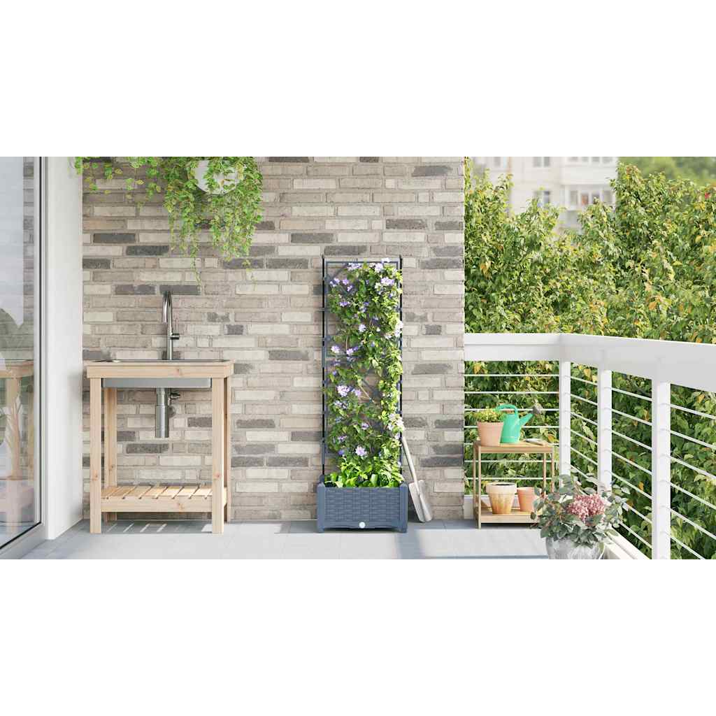 Jardineira com Treliça Cinzento-claro 40 x 40 x 125.5 cm PP